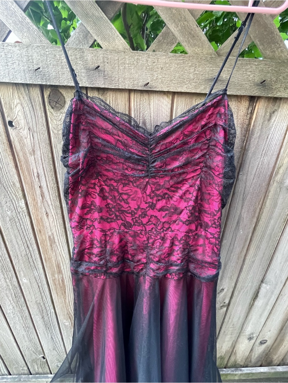 Betsey Johnson pink and Black Lace Midi drop waist Dress - Picture 3 of 5
